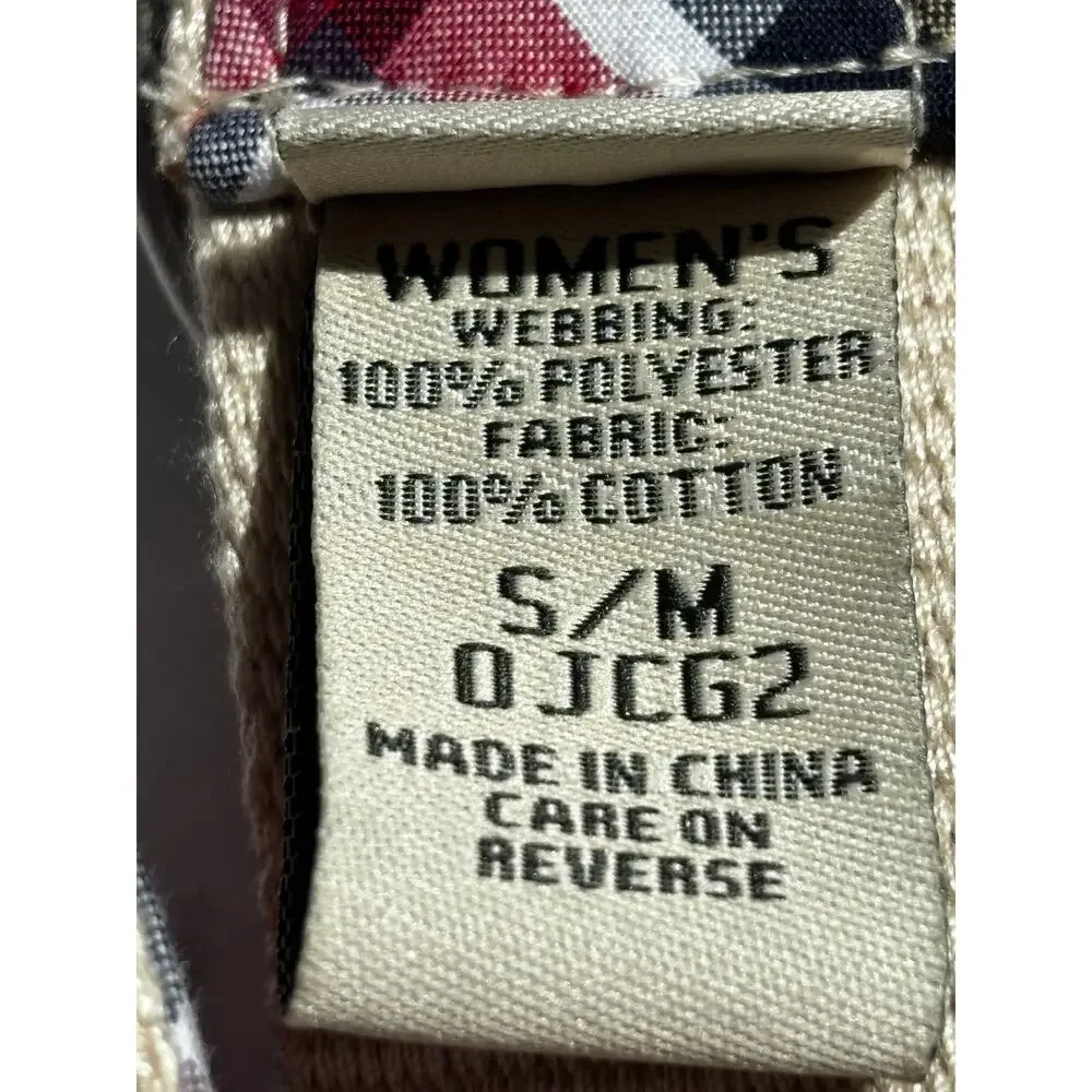 L.L. Bean Womens S/M Madras Plaid Patchwork Embroidered Crab Belt D-Ring Canvas